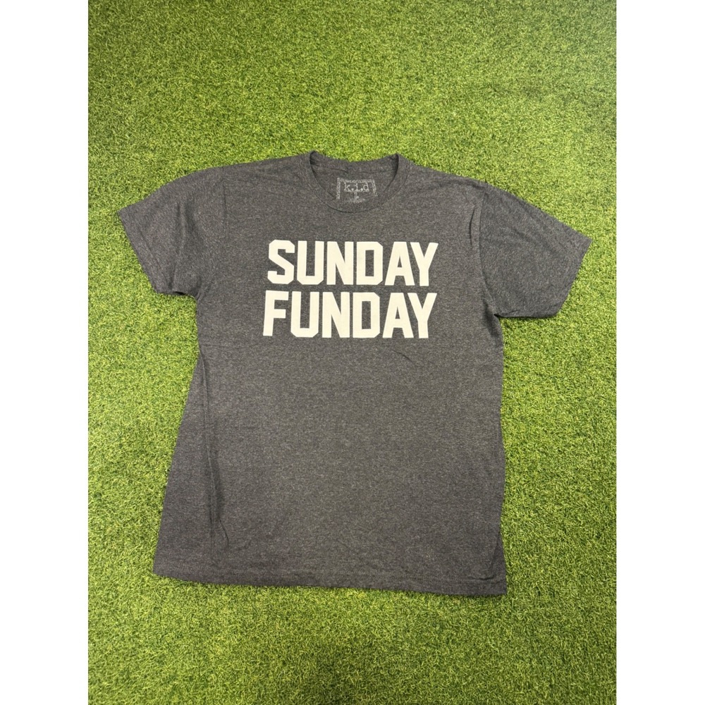 Sunday Funday Graphic T-Shirt Mens Large Charcoal Gray‎ Heather Crewneck